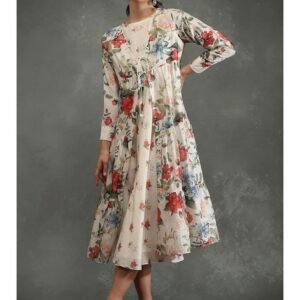 Royal Export Women's Viscose Floral Embroidered Angarkha Kurta