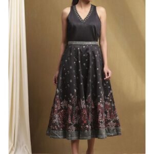 Royal Export Women's Viscose Floral Embroidered Angarkha Kurta