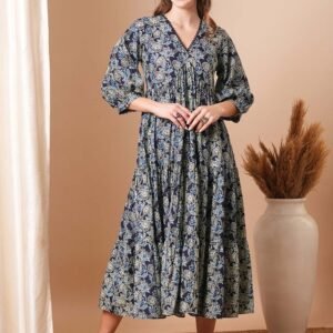 Royal Export Women's Viscose Floral Embroidered Angarkha Kurta