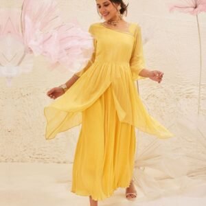 Royal Export Women's Viscose Floral Embroidered Angarkha Kurta