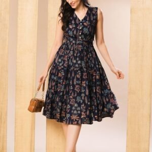 Royal Export Women's Viscose Floral Embroidered Angarkha Kurta