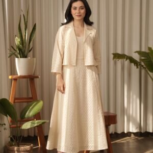 Royal Export Women's Viscose Floral Embroidered Angarkha Kurta