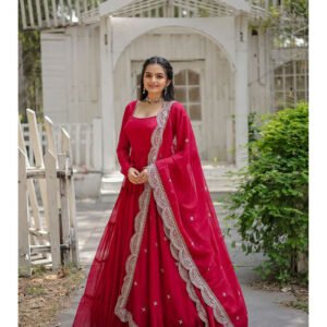 Royal Export Women's Viscose Floral Embroidered Angarkha Kurta