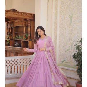 Royal Export Women's Viscose Floral Embroidered Angarkha Kurta