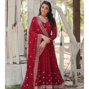 Royal Export Women's Viscose Floral Embroidered Angarkha Kurta