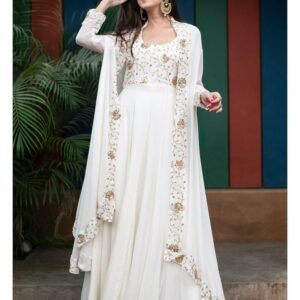 Royal Export Women's Viscose Floral Embroidered Angarkha Kurta