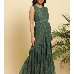 Royal Export Women's Viscose Floral Embroidered Angarkha Kurta