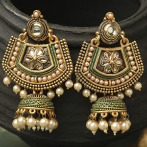 Antique Designer Oxidized Rajwadi Jhumka Earrings for beautiful girls & women