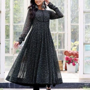 Royal Export Women's Viscose Floral Embroidered Angarkha Kurta