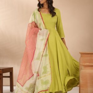 Flayered Anarkali kurti with embroidery yog