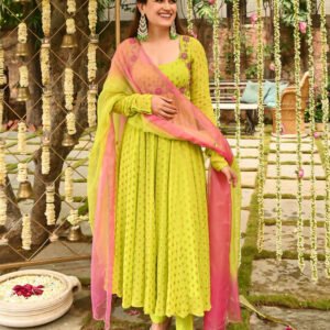 Flayered Anarkali kurti with embroidery yog