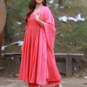 Flayered Anarkali kurti with embroidery yog