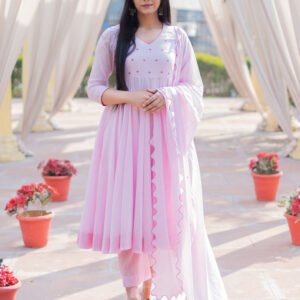 Flayered Anarkali kurti with embroidery yog