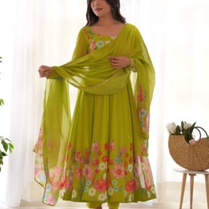 Flayered Anarkali kurti with embroidery yog
