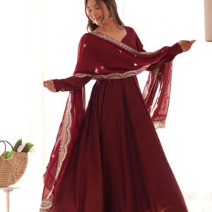 Flayered Anarkali kurti with embroidery yog