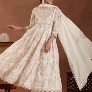 Flayered Anarkali kurti with embroidery yog