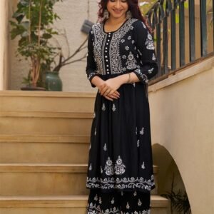 Flayered Anarkali kurti with embroidery yog