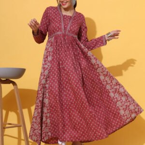 Flayered Anarkali kurti with embroidery yogk