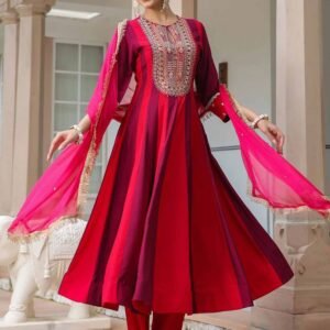 Flayered Anarkali kurti with embroidery yog
