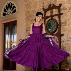 Flayered Anarkali kurti with embroidery yog