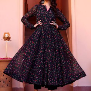 Flayered Anarkali kurti with embroidery yog