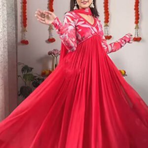 Flayered Anarkali kurti with embroidery yog