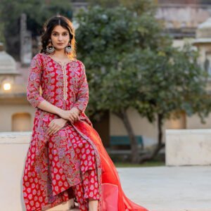Flayered Anarkali kurti with embroidery yog